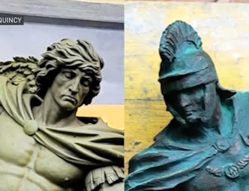 Legal battle looms over statues of saints on Massachusetts city building